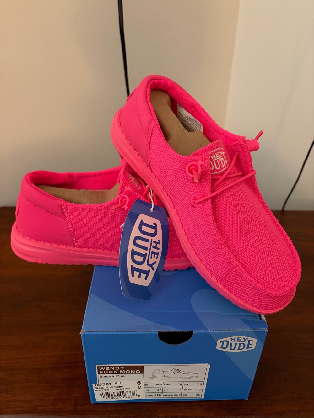 Hey Dude Womenโs Wendy Funk Mono Slip-Ons in Bright Pink